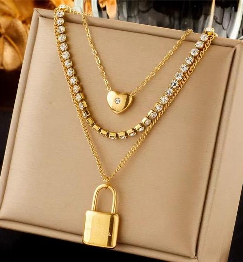 Padlock Layered Necklace  image