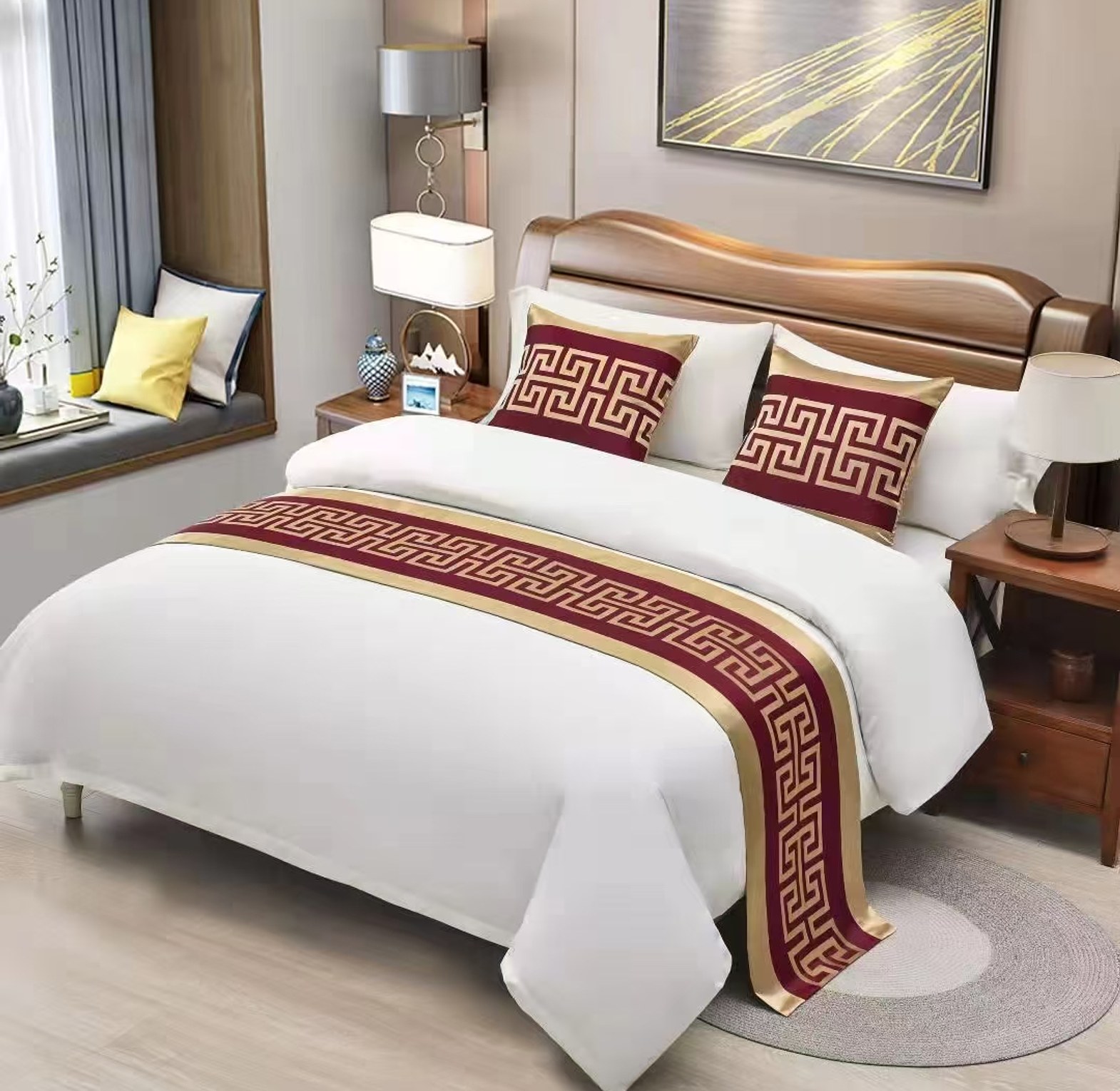 BED RUNNERS. Classy Bed Runners With 2 Pieces Of Matching Cushion Covers image