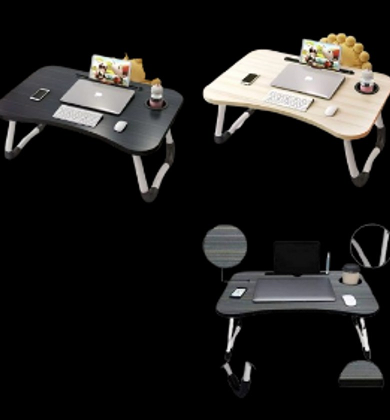 Folding breakfast/ study table laptop desk on the bed, study table computer desk.  image