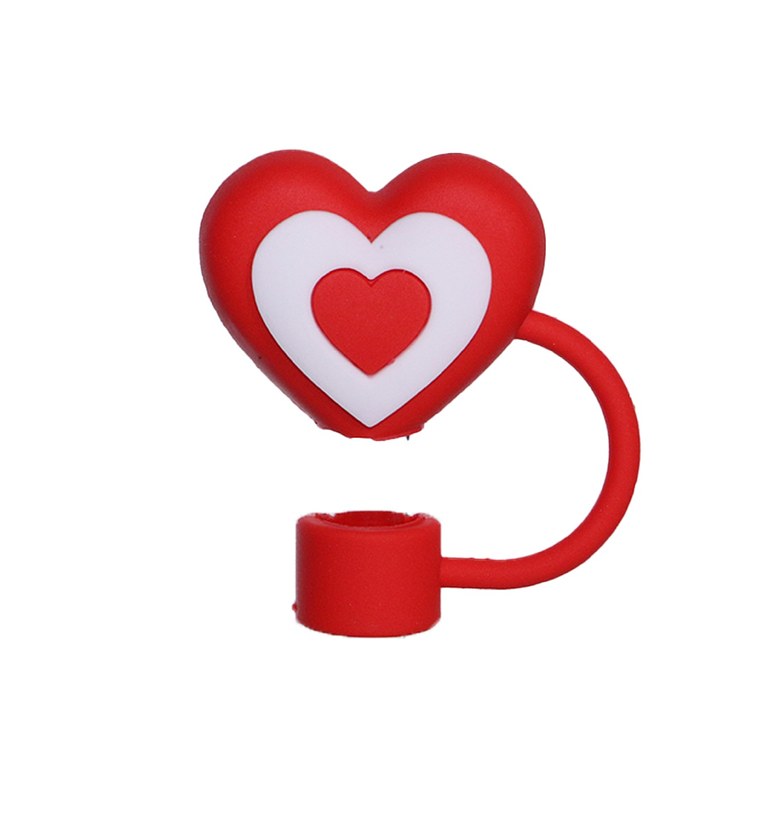 Cute 3D Heart Silicone Straw Plug image
