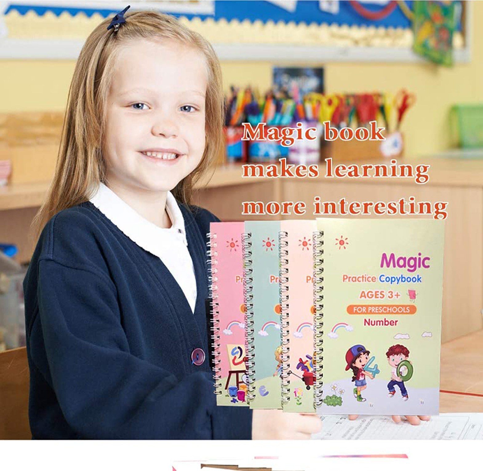 4 Piece Hand Writing Practice Books With Pen image