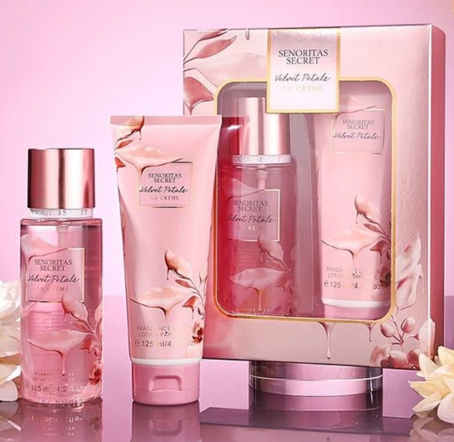 Senoritas Secret Velvet Petals La Creme Perfume Gift Set with 125ml Body Mist & 125ml Perfume Lotion  image