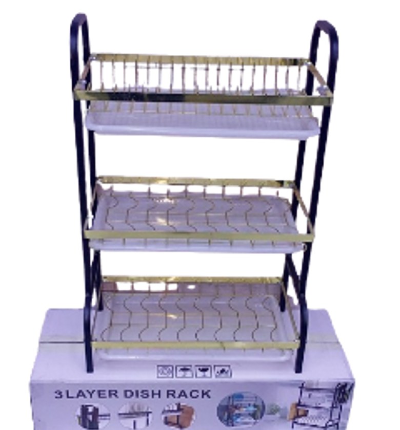 Dish Rack. 3 Layer Advanced Gold Black Dish Rack image
