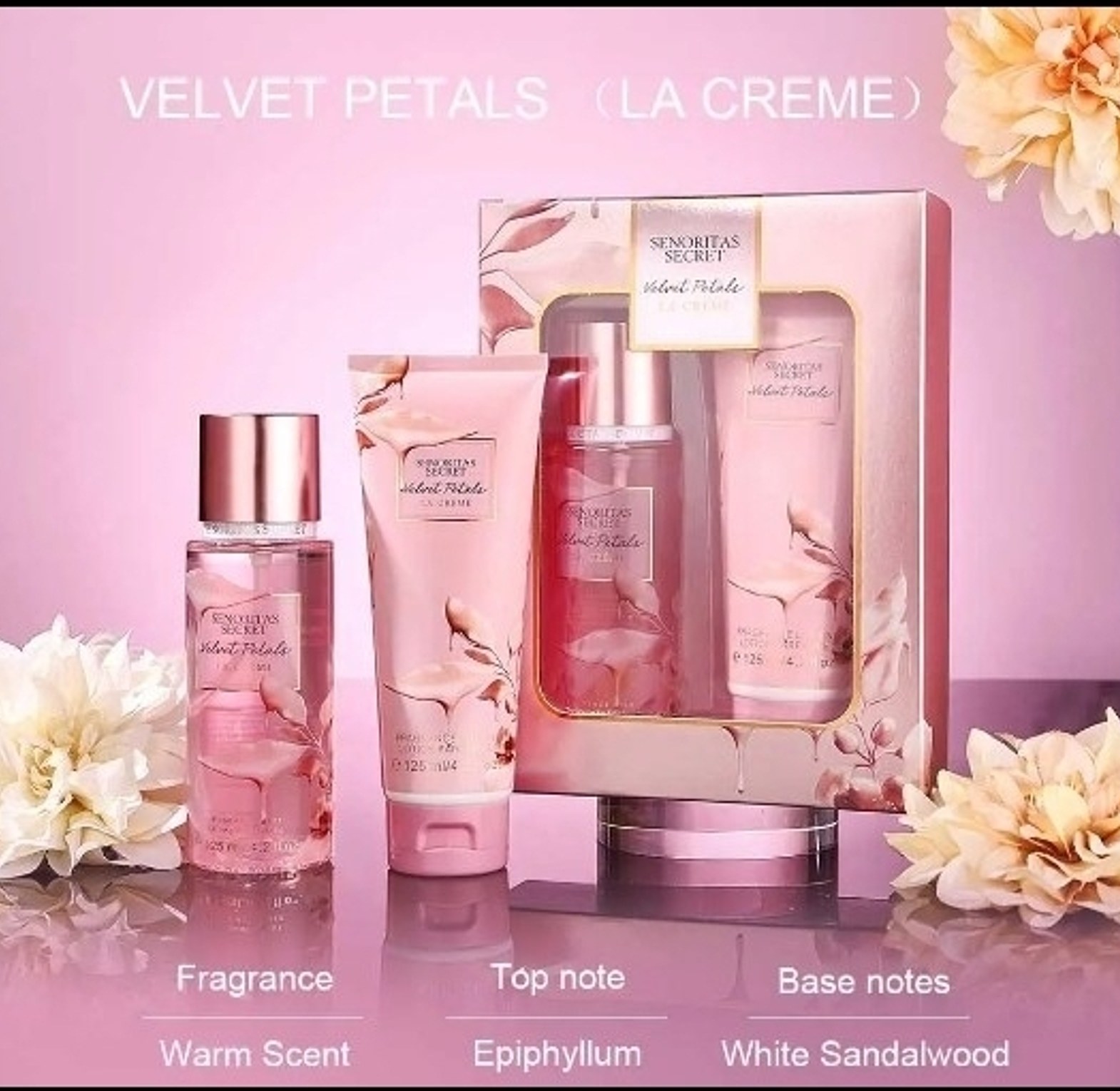 Senoritas Secret Velvet Petals La Creme Perfume Gift Set with 125ml Body Mist & 125ml Perfume Lotion  image
