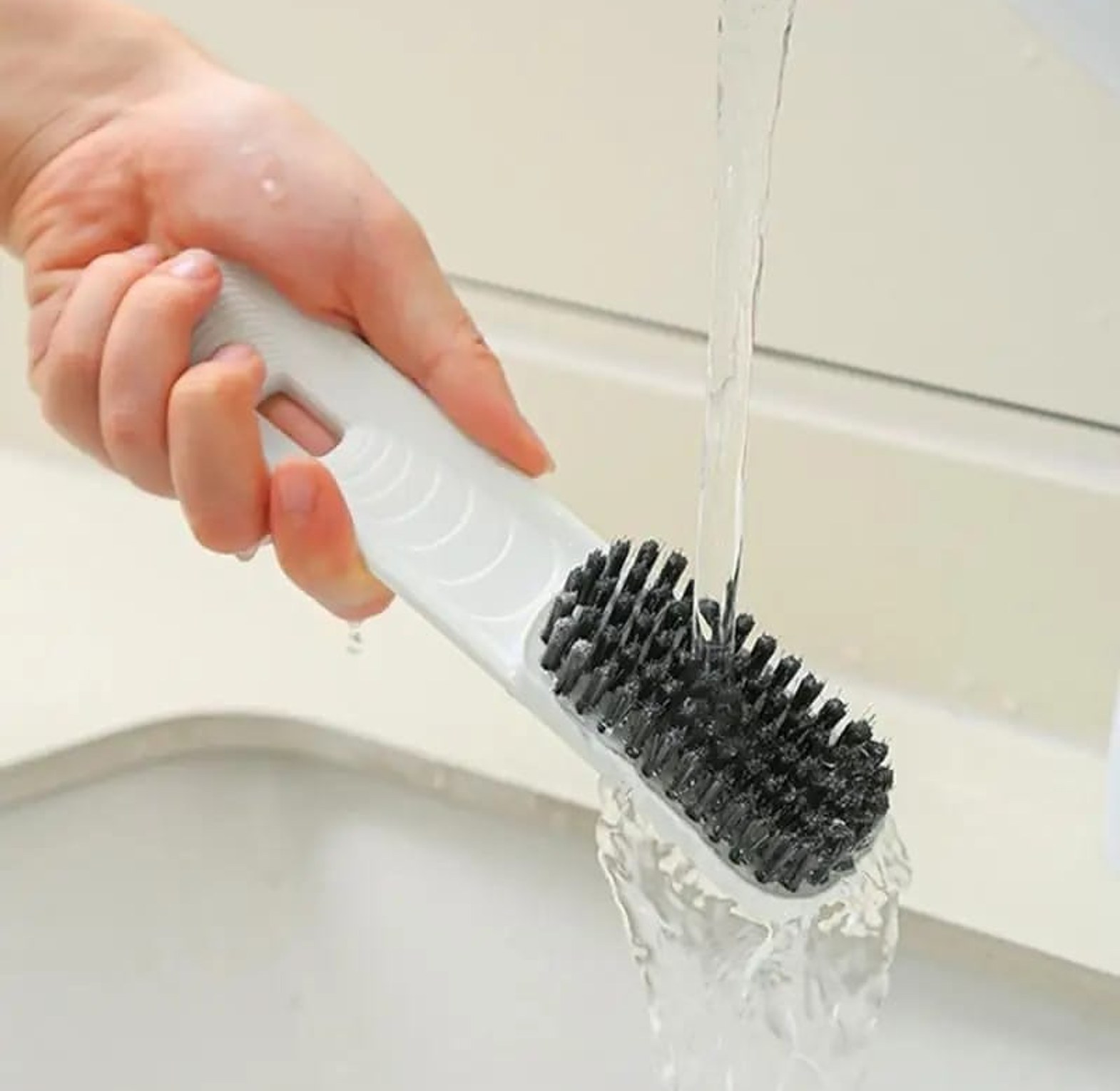 Soft Bristle Shoe and Clothes Cleaning Brush for Sneakers and Delicate Fabrics - Ergonomic Long Handle Laundry Tool image