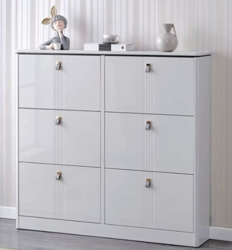 Modern Shoe Cabinet with Leather Strap Handles image