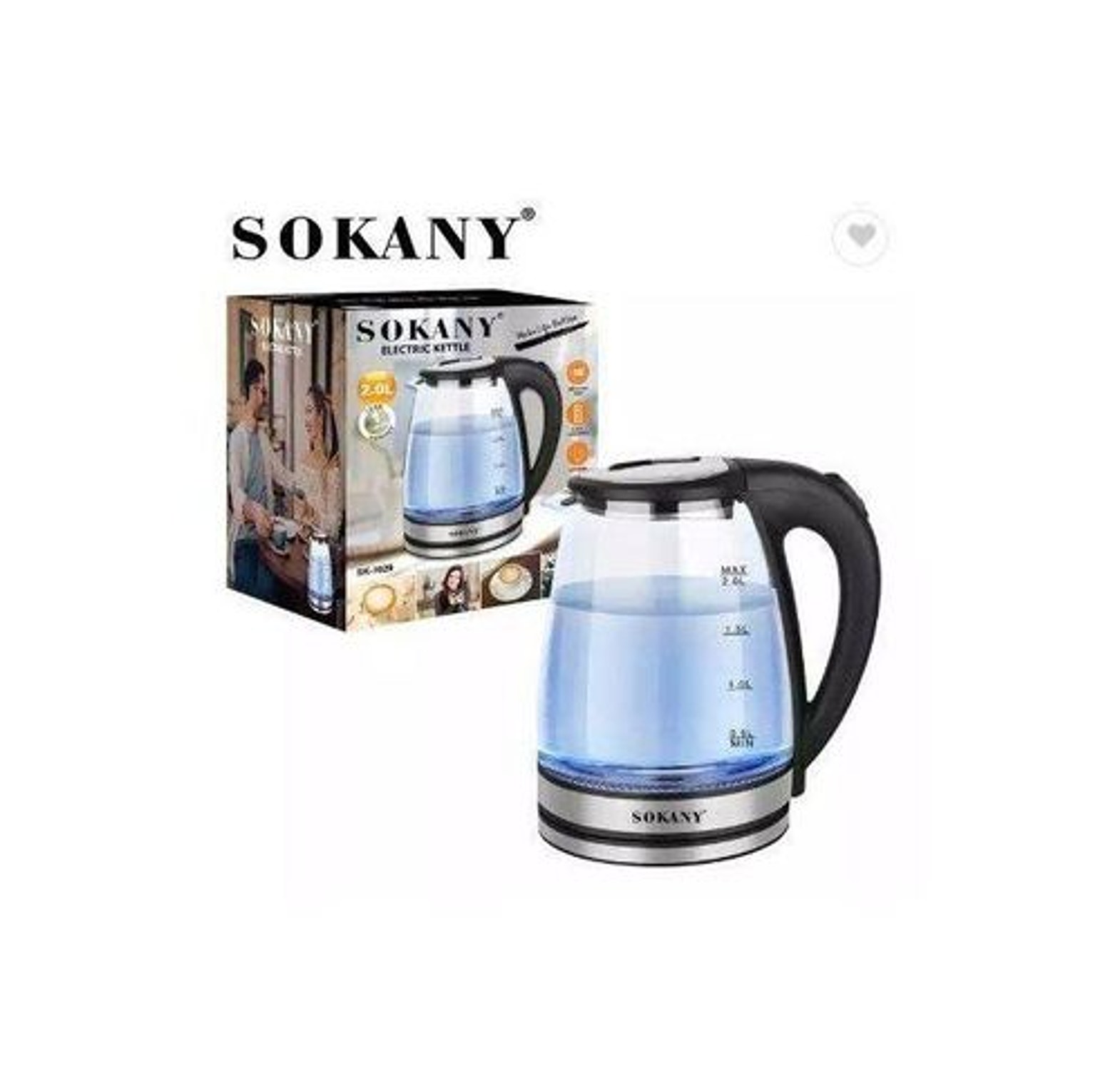 Sokany Automatic Quality Cordless Clear Glass Water Boiler & Heater 2L image