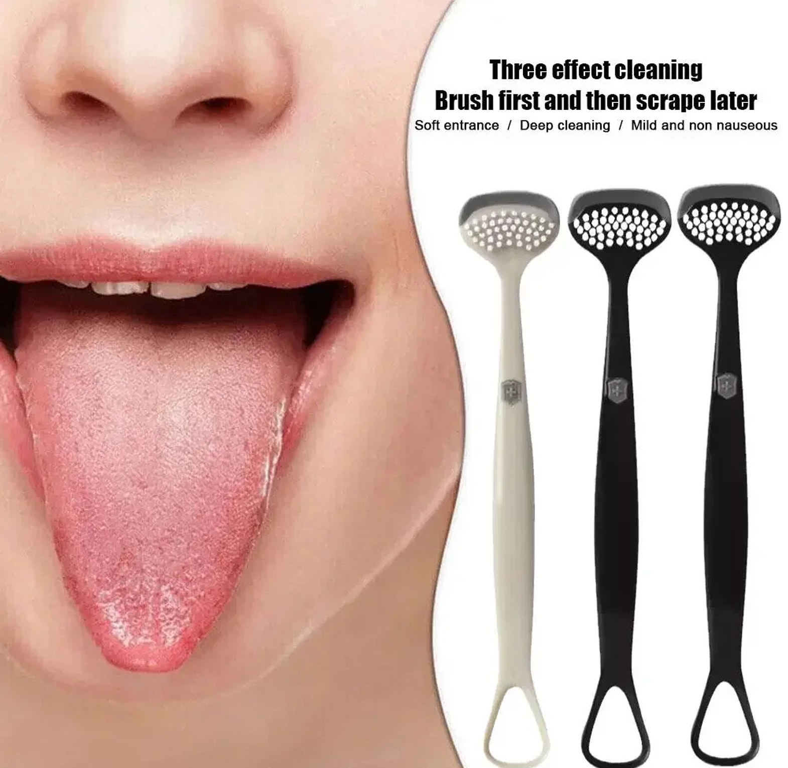 Professional Tongue Cleaner Scraper for Fresh Breath & Oral Hygiene, Silicone Double-Sided Tongue Brush - Effective Bad Breath Treatment image