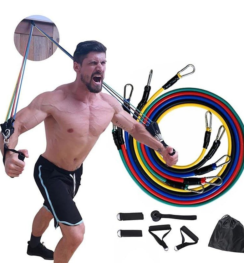 Multi Function 11 Pieces / Set Of Rope Fitness Resistance Band Crossfit Latex Tube Pedal Athlete Body Training Exercise Yoga image