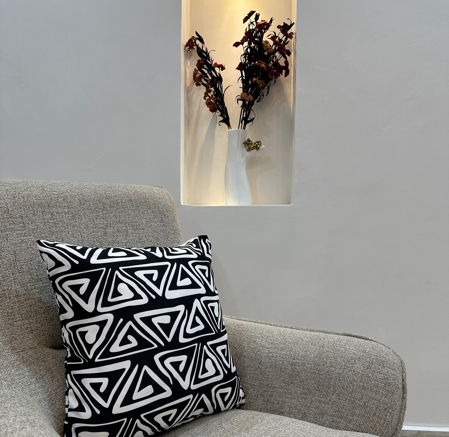 Luxury Boho cushion cover in monochrome. image