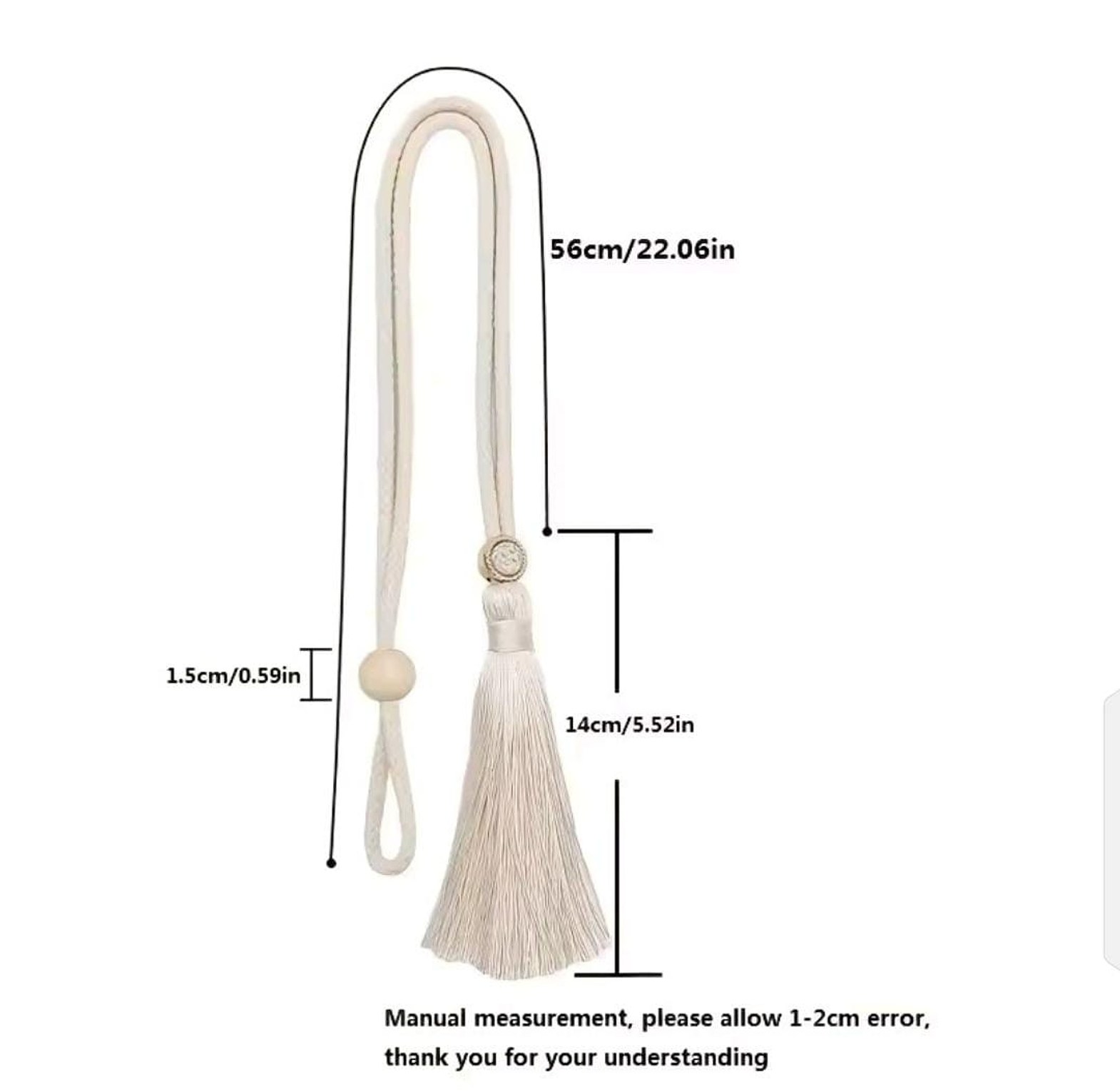 2 Bohemian fashion adjustable cotton cord curtain straps with rhinestone curtain buckles image