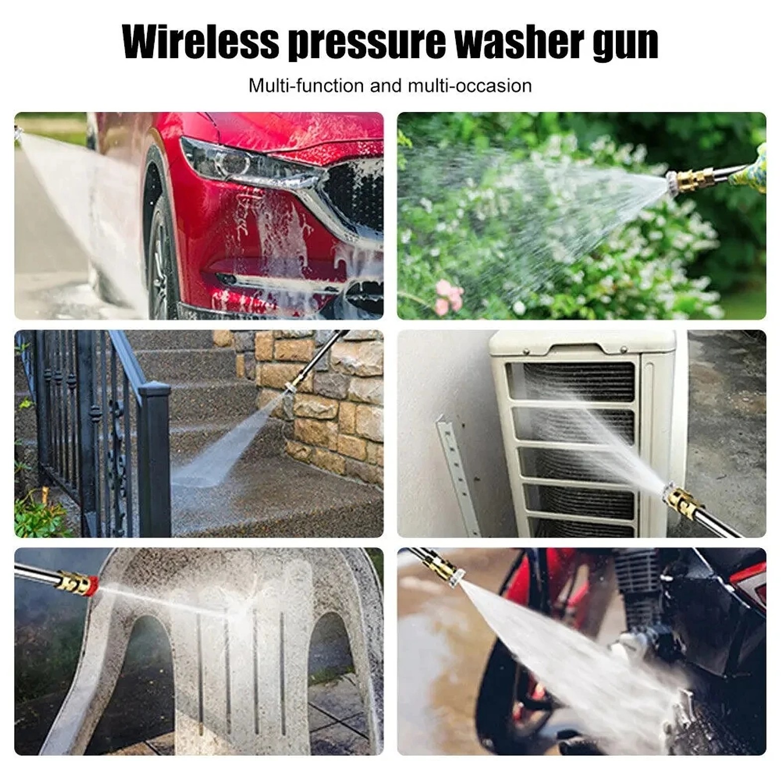 Portable Cordless High Pressure Car Washer Gun with 2x 96VF Rechargeable Batteries and Carry Case - Heavy Duty Jet Wash  image