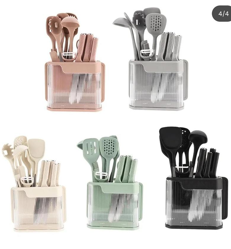 17pc food grade silicone kitchen utensil set image