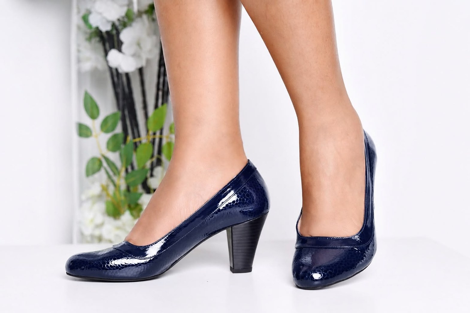 Classic Turkish Navy Blue Leather Women’s Shoes image