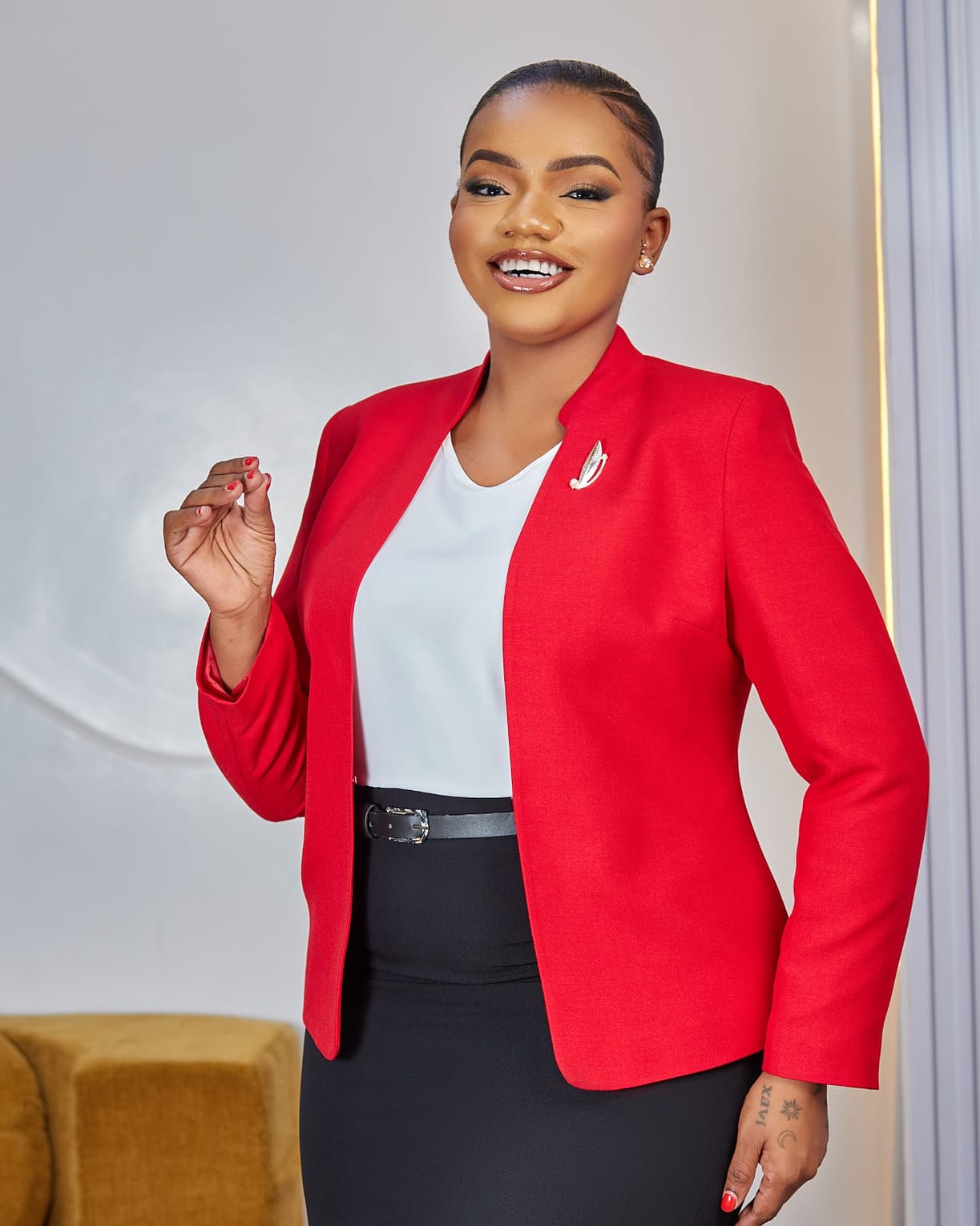 Premium Turkish Red Chinese Collar Blazer image