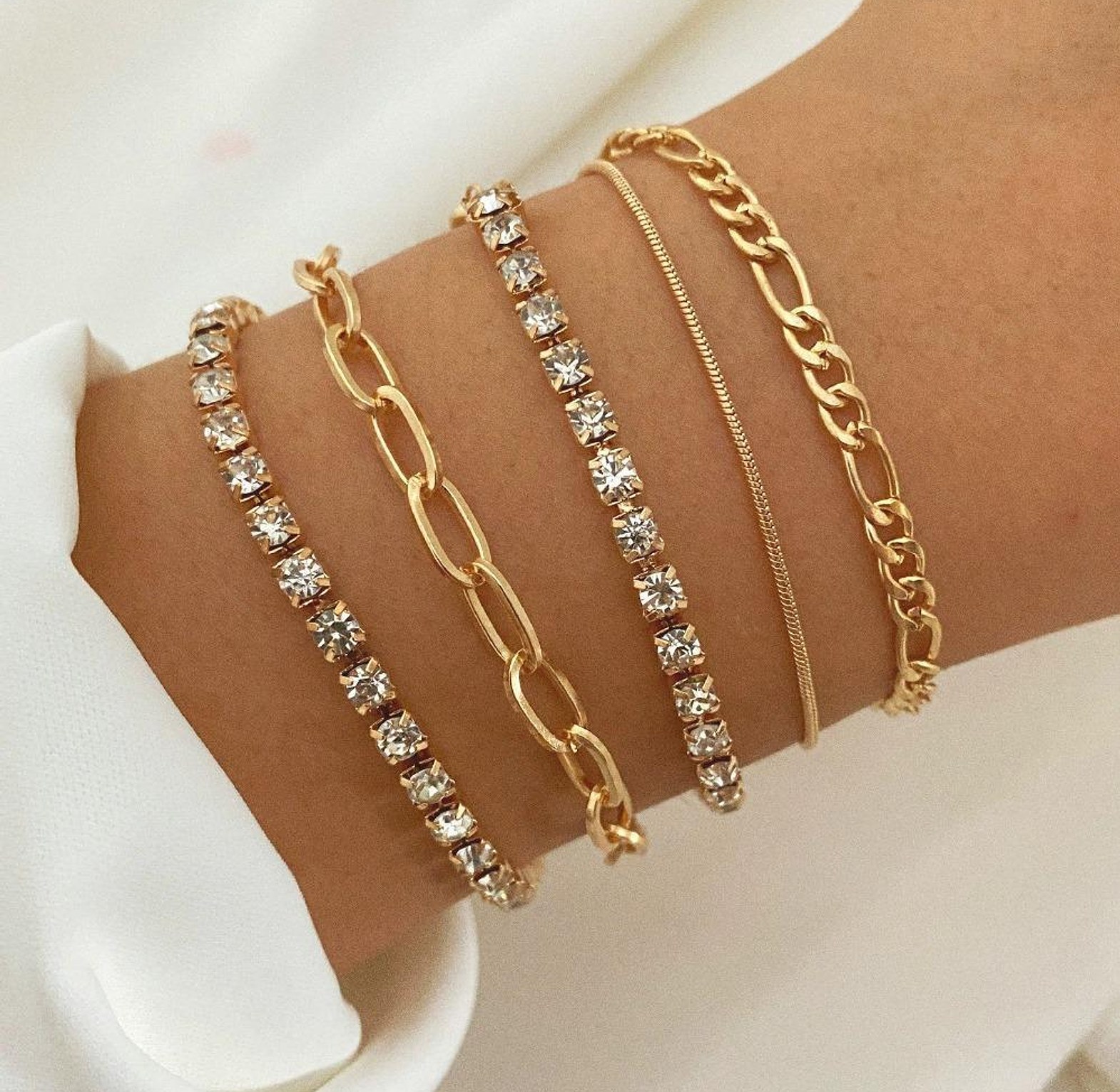 Gold and Silver Bracelets Set image