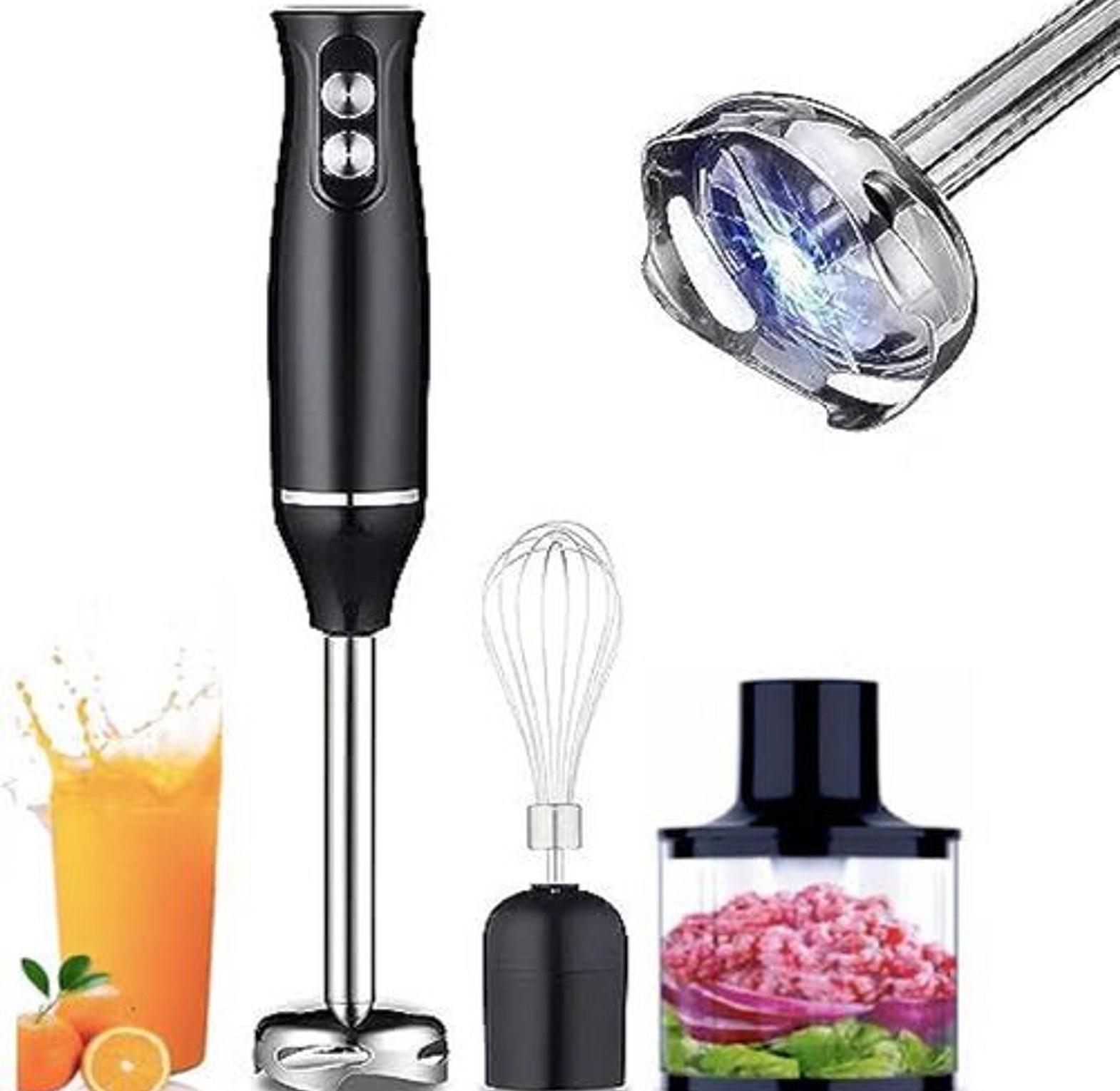 Sokany Hand Blender 500W 4-in-1 Stick Mixer with Stainless Steel Food Processors,700ml Mixing Beaker,500ml Chopper, Egg Whisk for Baby Food,Smoothies,Juice,Sauce,2-Speed image