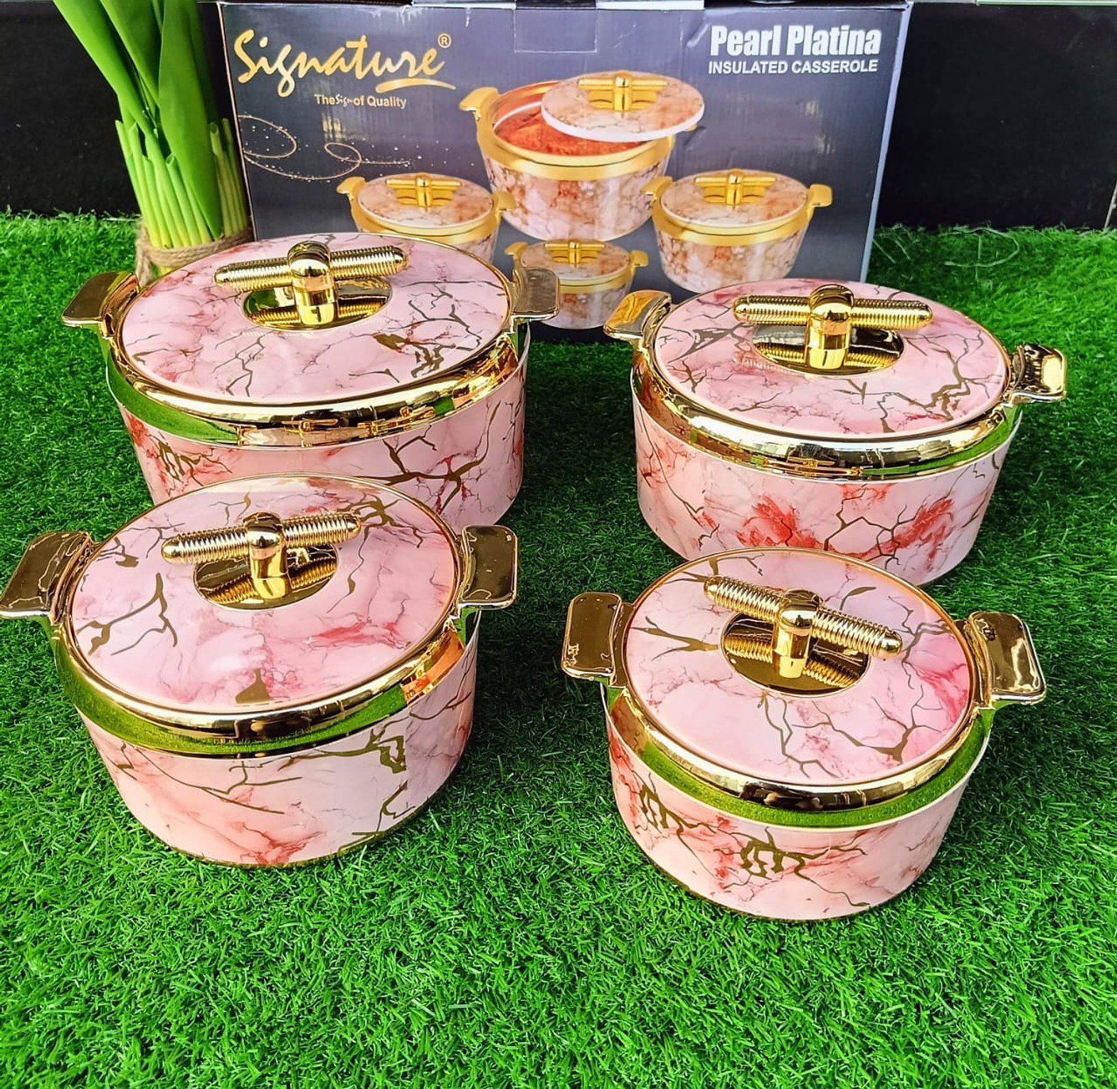 Signature Hot Pot Set – 4-Piece Pearl Platina Insulated Food Warmer image