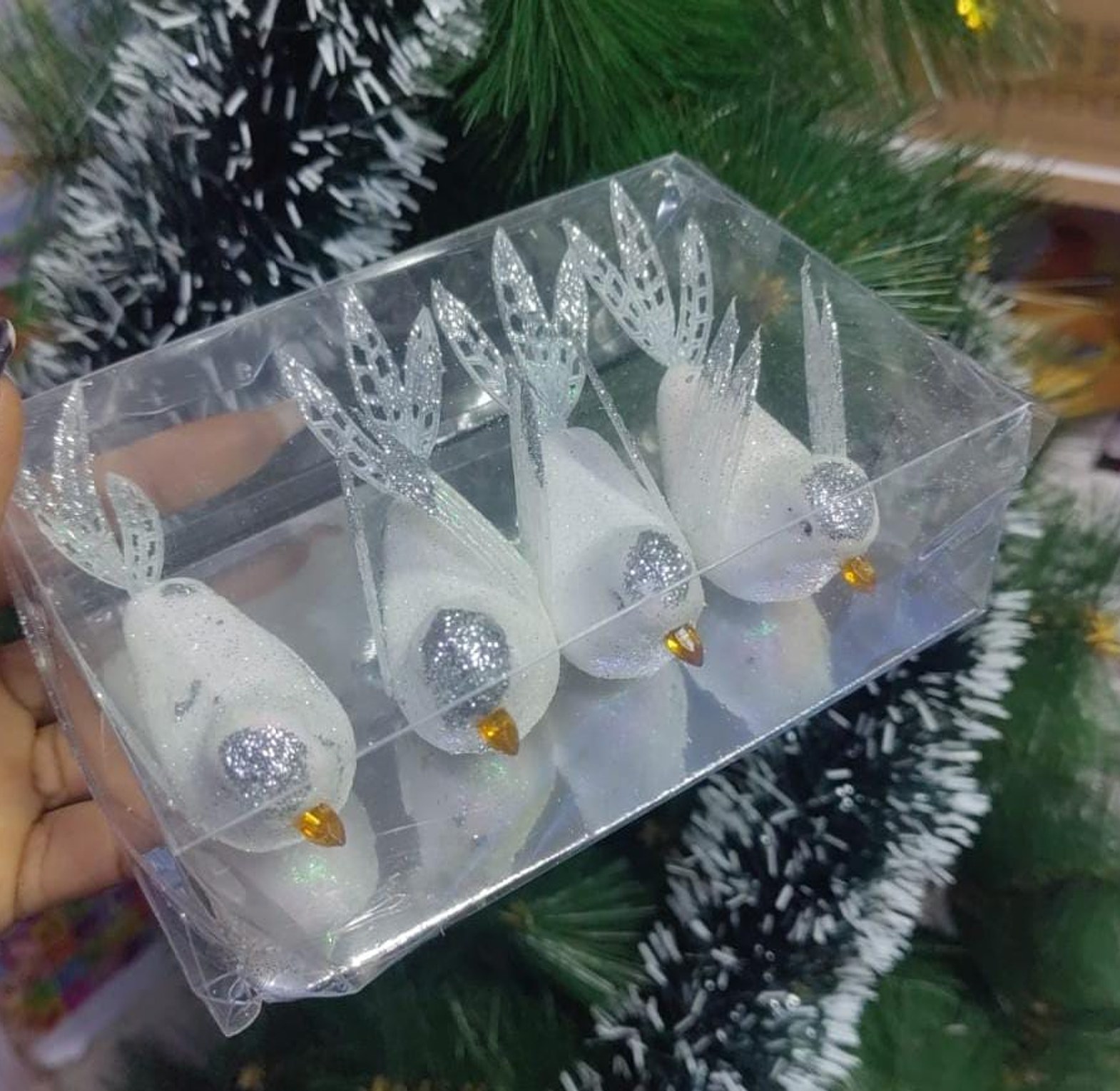 Christmas Dove Decorations Set  4pcs image