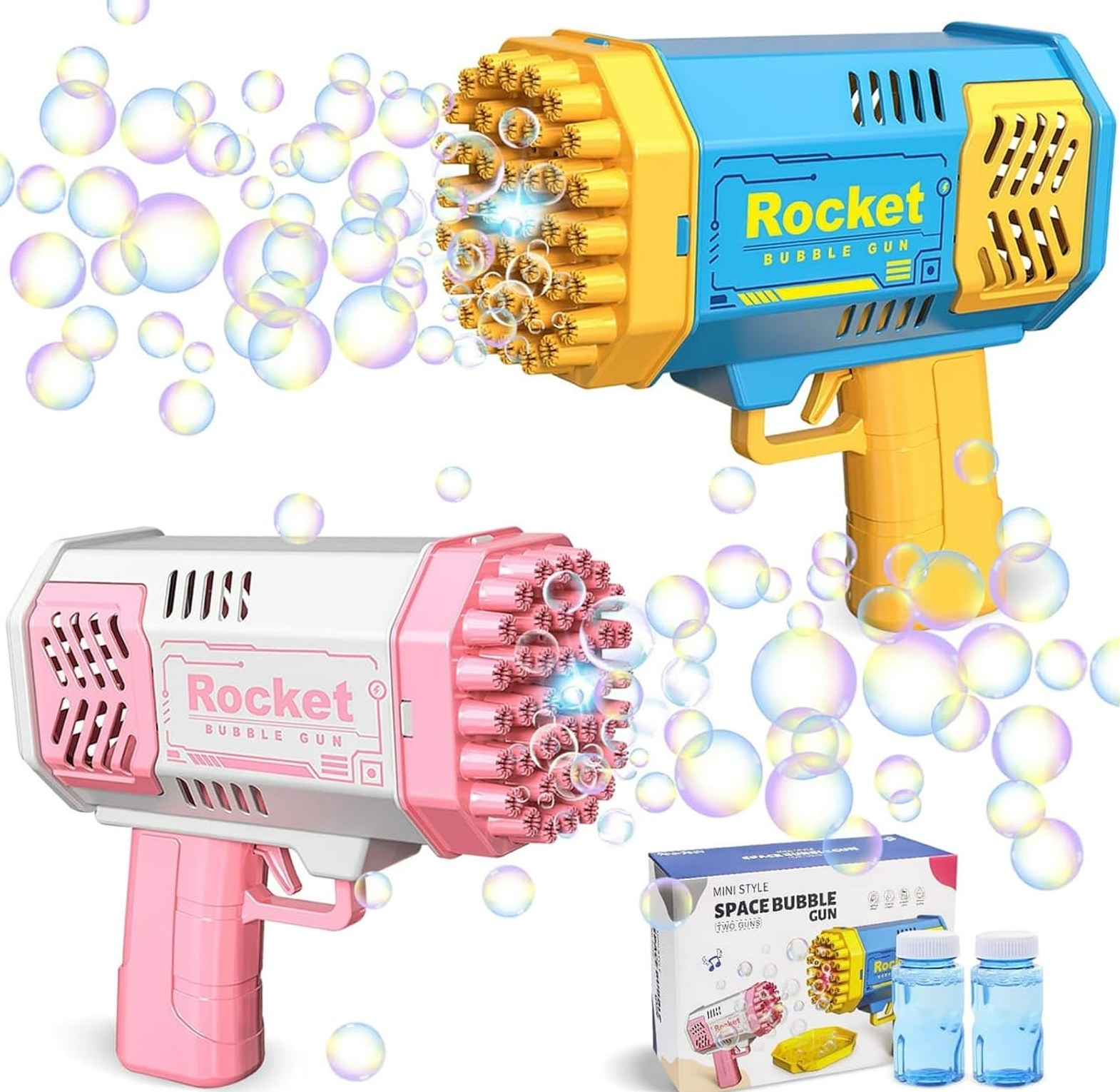 Bubble Guns. 40 Holes Bazooka Bubble Gun Machine Comes With A liquid For Refill image