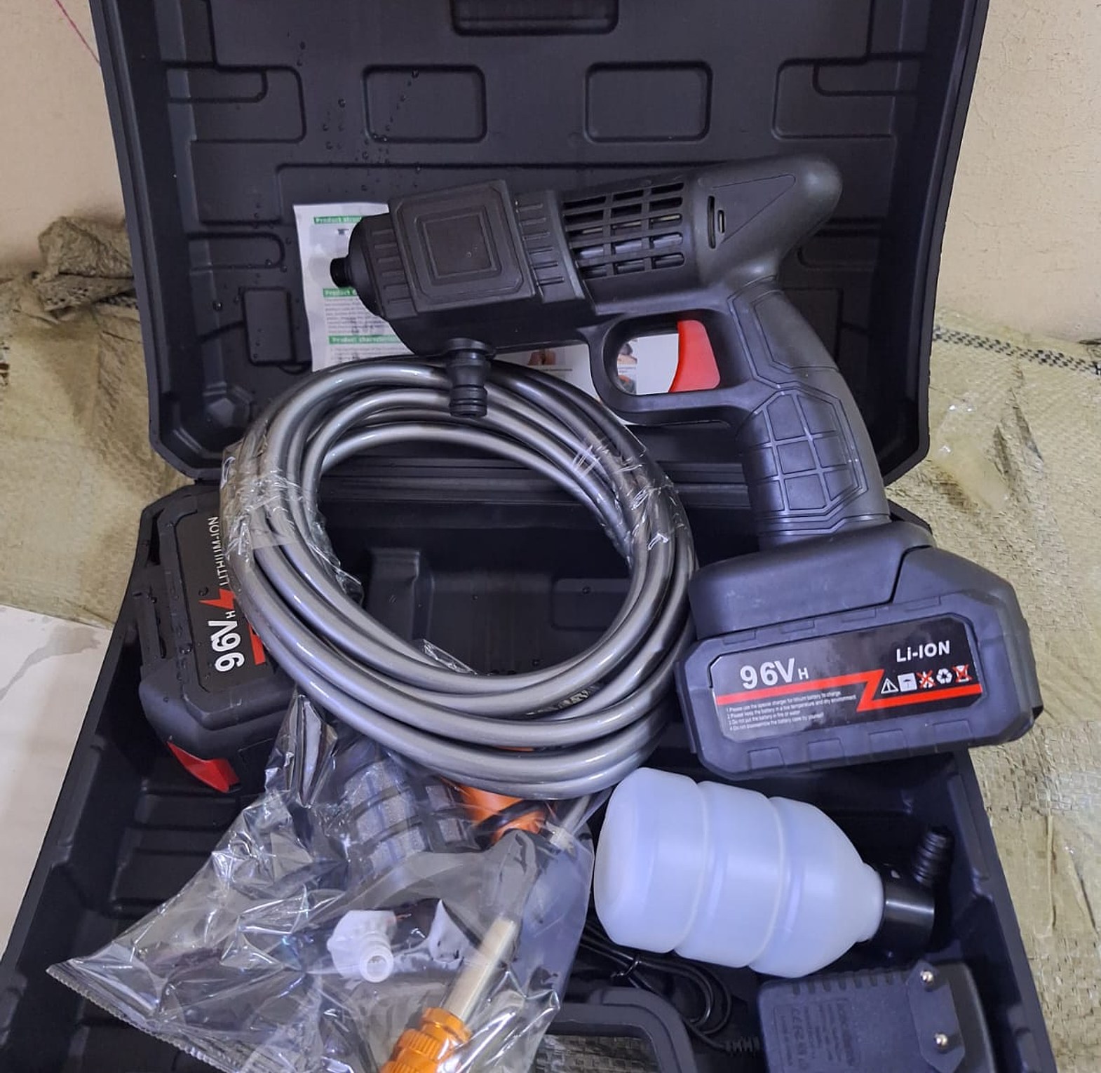  96V Cordless Lithium-Ion Car Washer Spray Gun Machine.  image