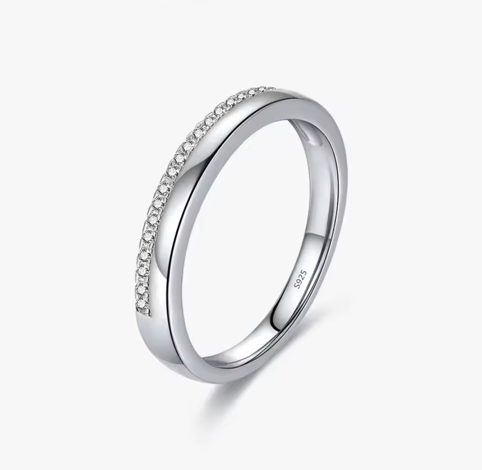 Sterling silver eternity wedding ring/band image