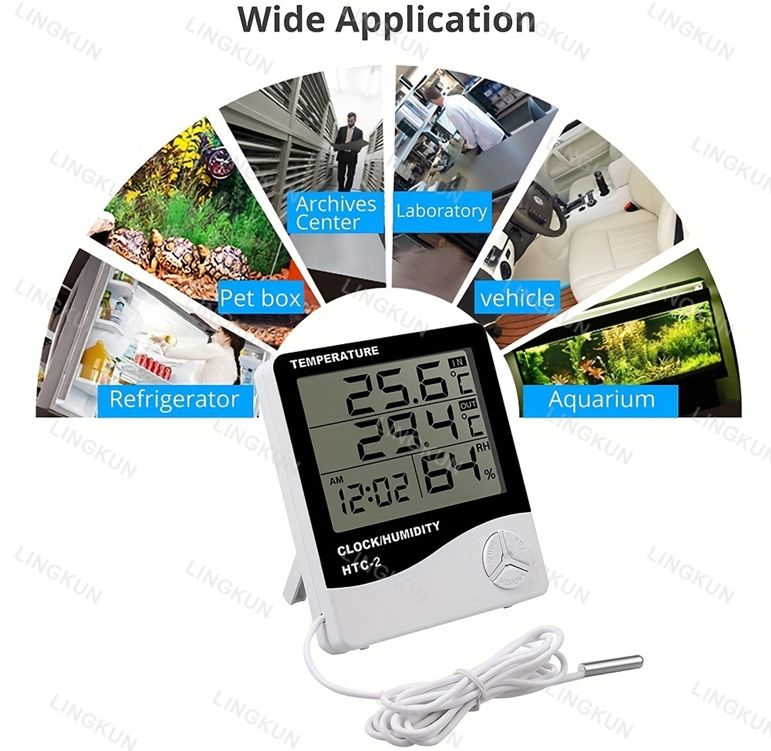 Digital Temperature and Humidity Clock Monitor for Home and Office Use image