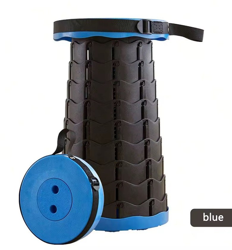 Folding Stool Adjustable Height PP Material Portable Collapsible Compact for Camping Fishing Outdoor Activities image