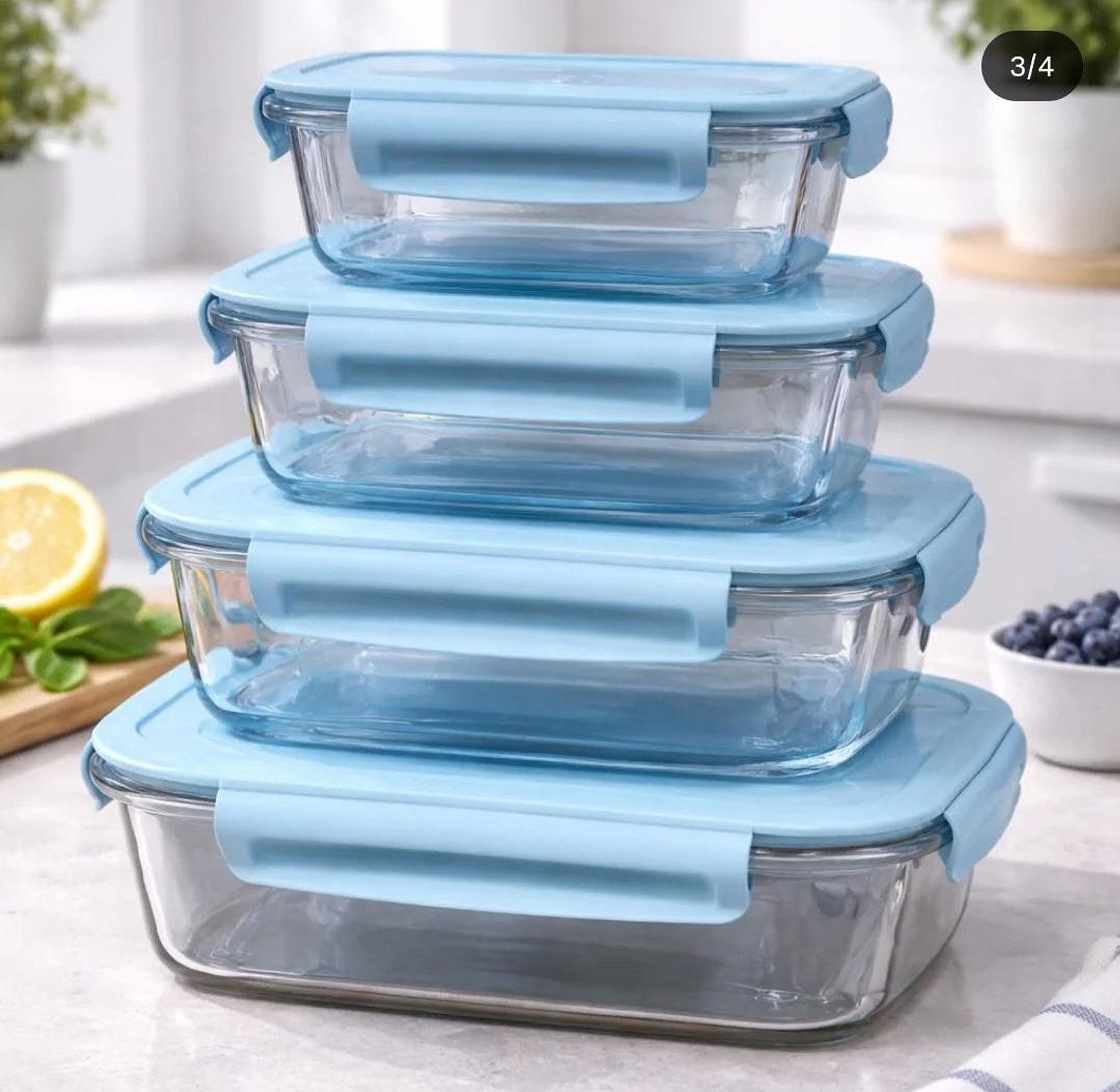 4 pcs glass food container set image