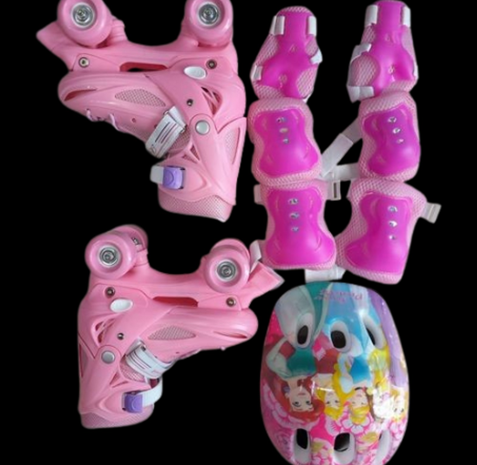 SKATE SHOES. Skates 4 Wheel Full Set Full With protective gear: helmet, elbow pads, knee pads, wrist guards size 26 to 38 image