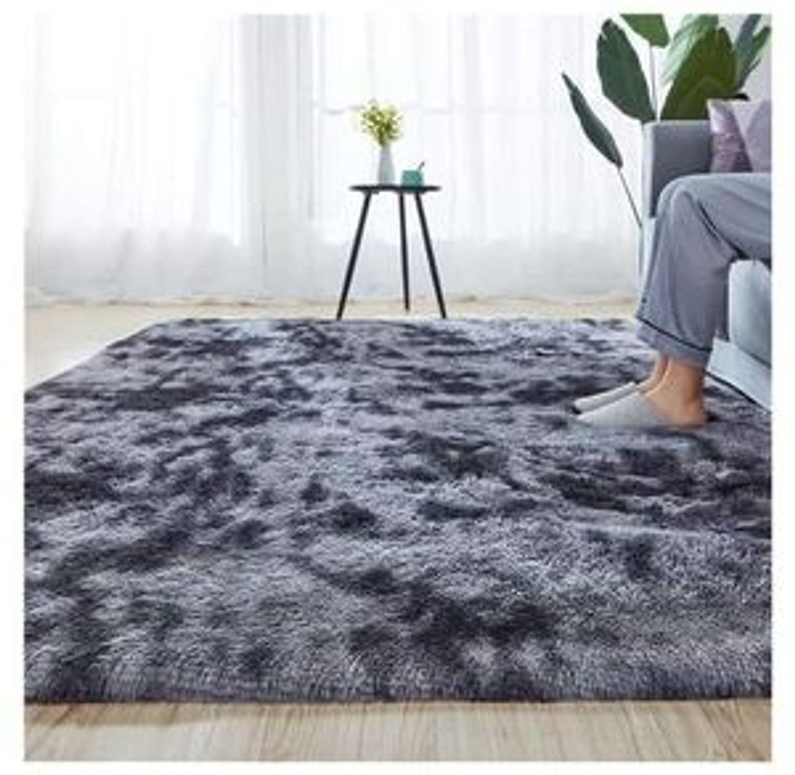 5 By 8 Soft Fluffy Grey Patches Carpets Non-slip Rugs Floor Mat image
