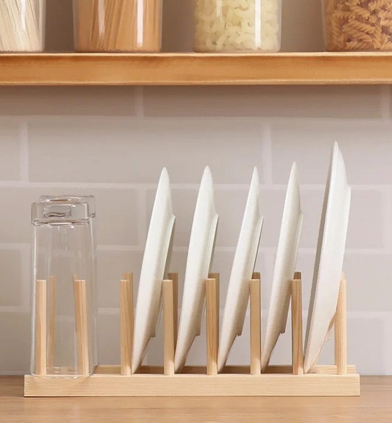 7 slot bamboo plate/pot lid/cutting board rack holder image