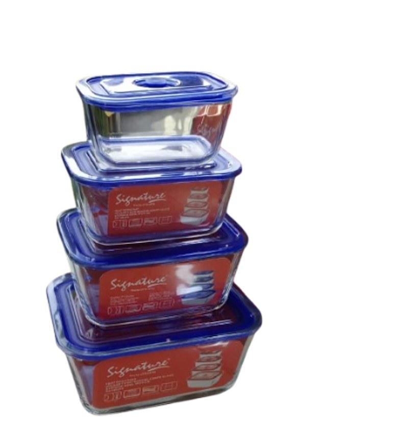 Signature 4 pc storage container With lid glass image