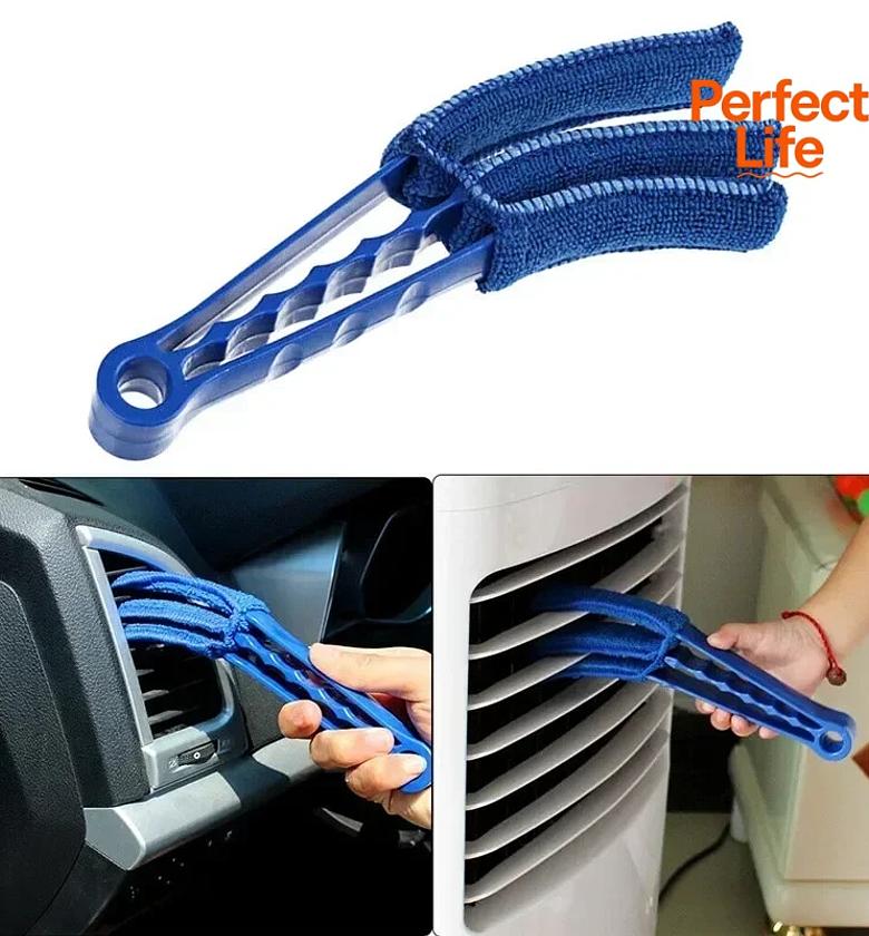 Microfiber Car Air Vent Cleaner & Window Blind Duster Brush – 3-Blade Washable Interior Detailing & Home Shutter Cleaning Tool image