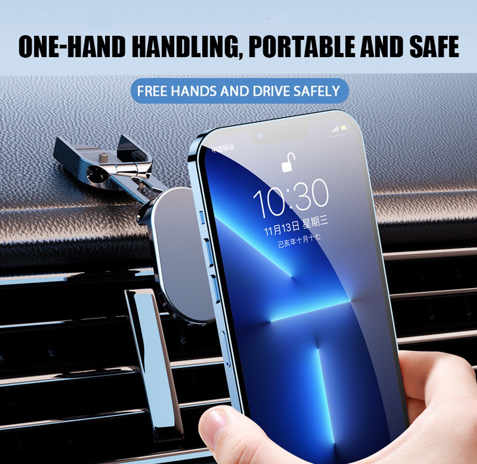 Universal Folding Magnetic Car Phone Holder 360° Swivel Metal Dashboard Mount for iPhone & Android - Strong Suction Car Stand image