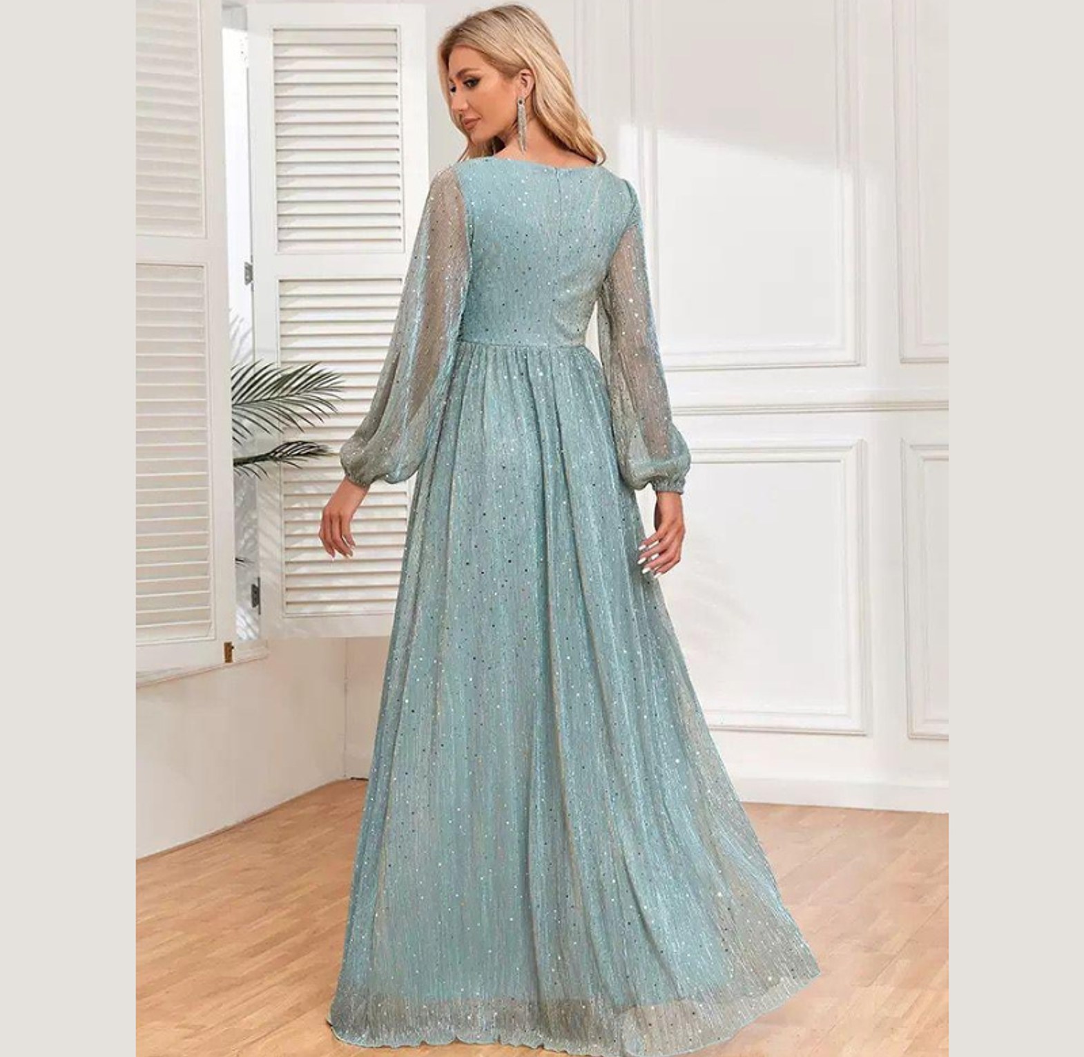 Starlight Chiffon Balloon Sleeve Gown image