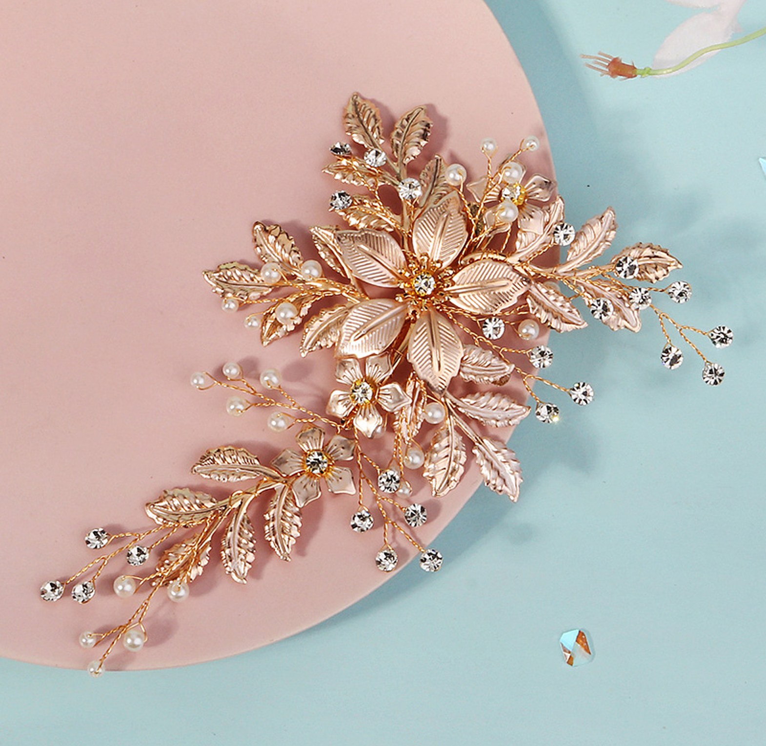 Rose gold bridal hair vine/accessories  image
