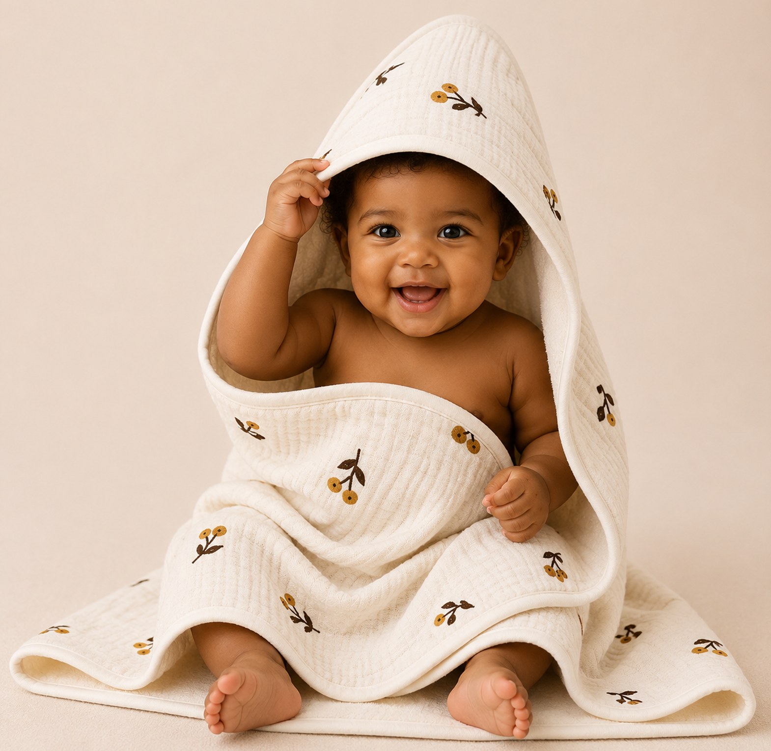 Premium Muslin Cotton Hooded Baby Towel image