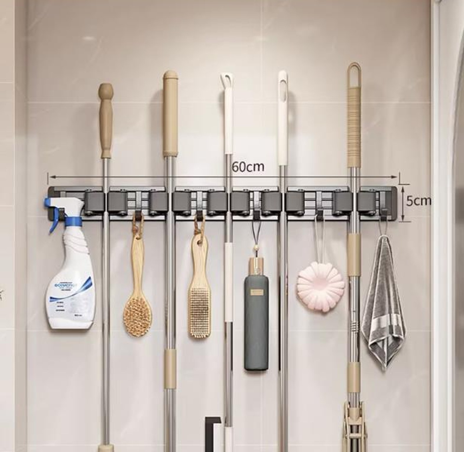 Wall-Mounted Mop & Broom Holder image