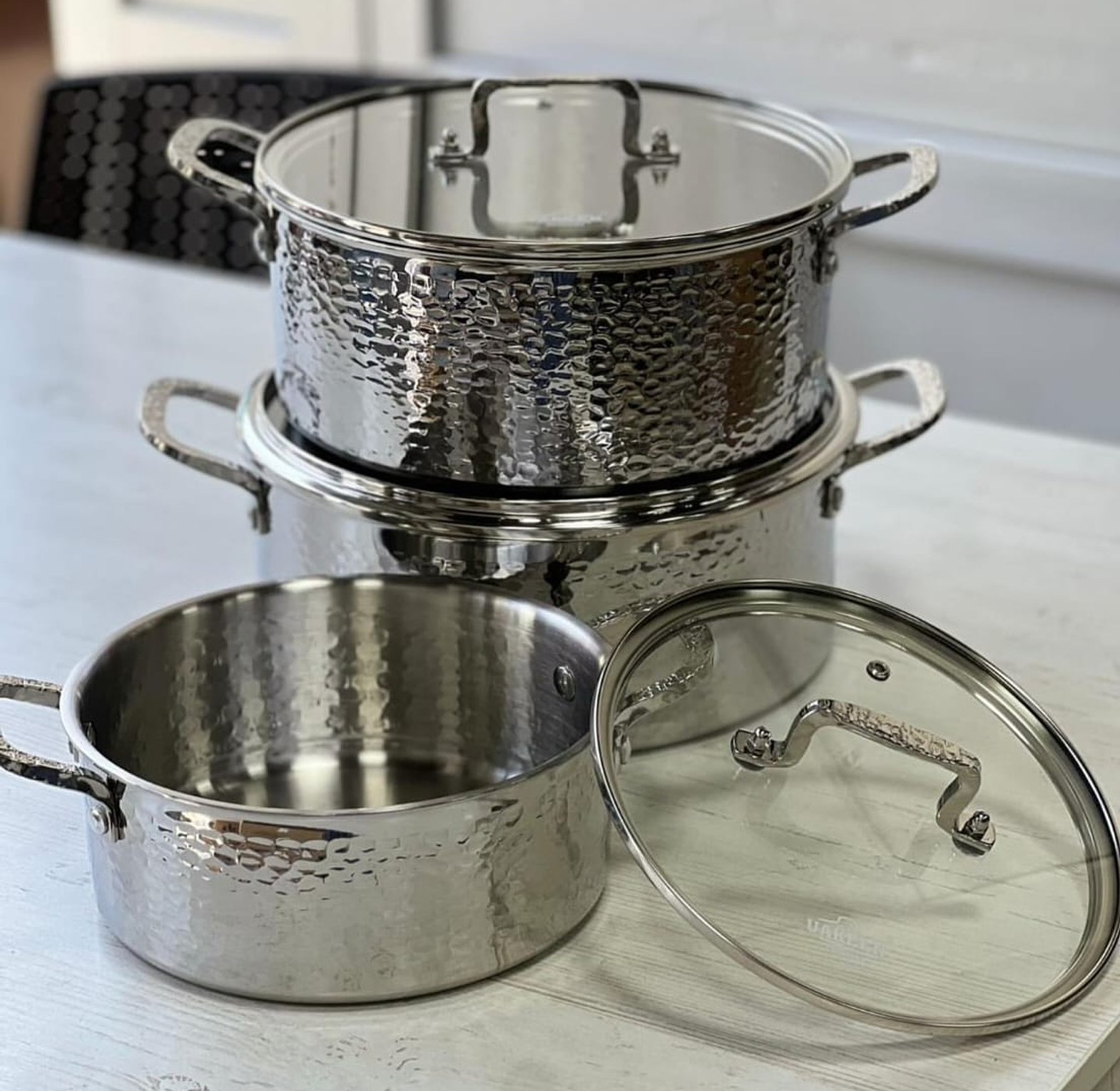 6-Piece Premium Triple-Ply Hammered Stainless Steel Casserole Set image