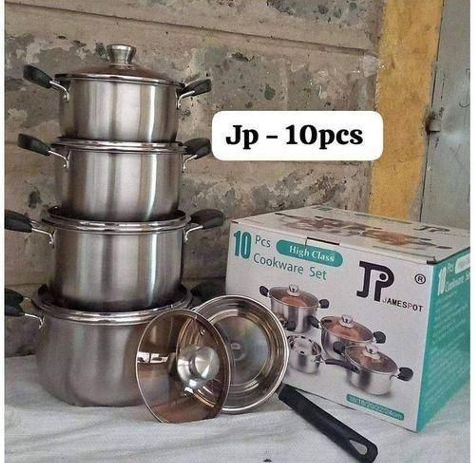 JP Jamesport Heavy duty induction base 10 PCS Stainless Steel Cookware Set Cooking Pots/sufuria image
