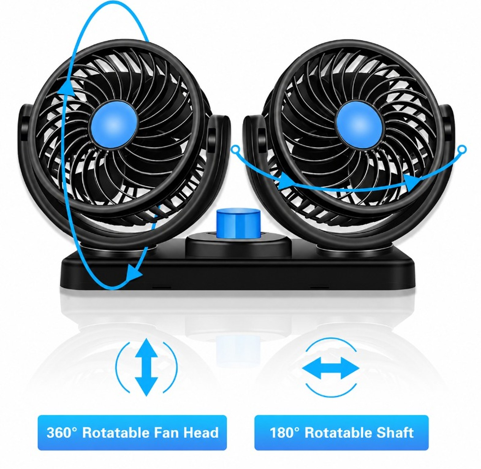 Dual-Head 360° Adjustable Car Cooling Fan - Powerful 12V/24V Nairobi image