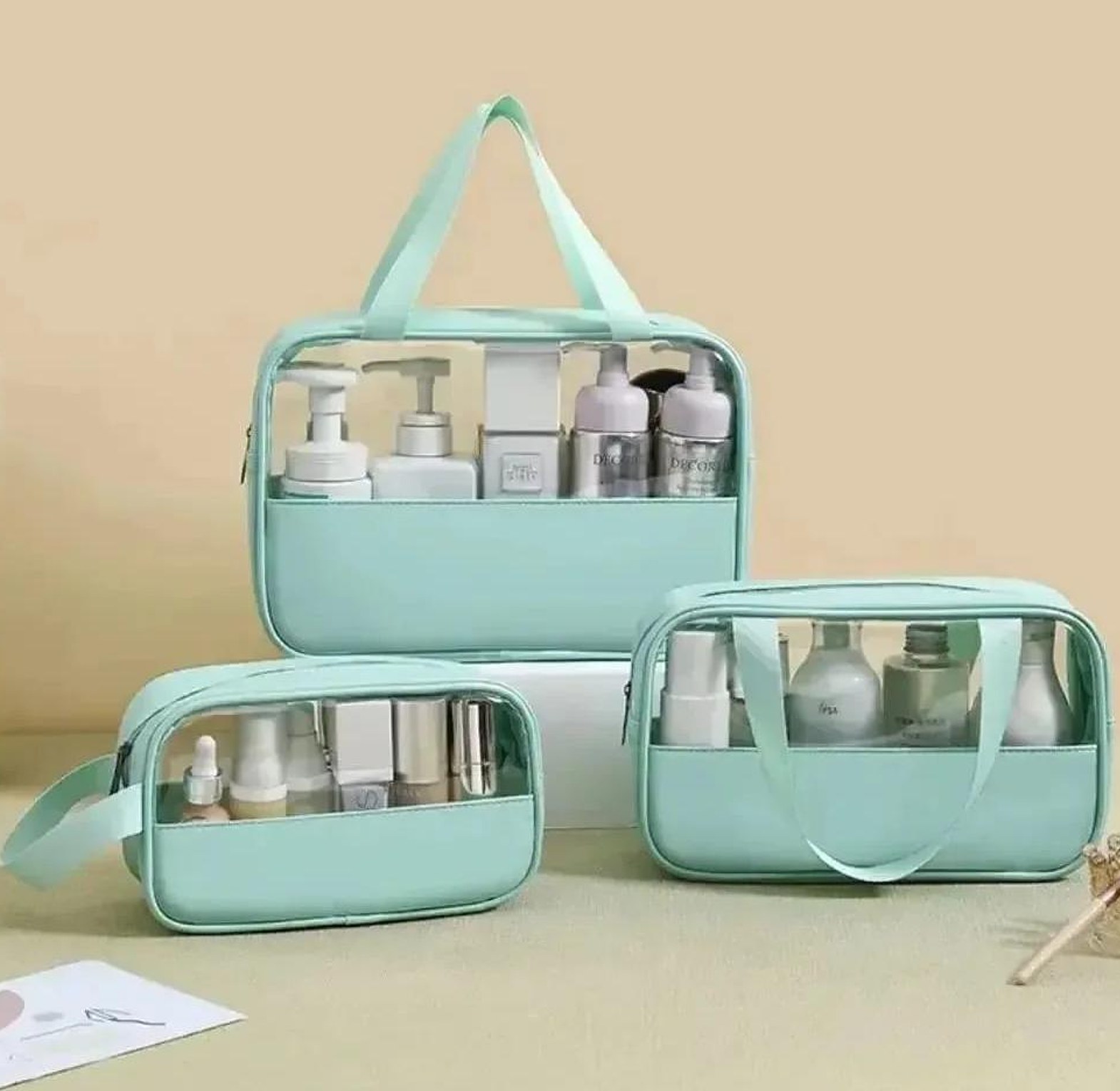 3 pcs cosmetic washbag/waterproof toiletries bag image