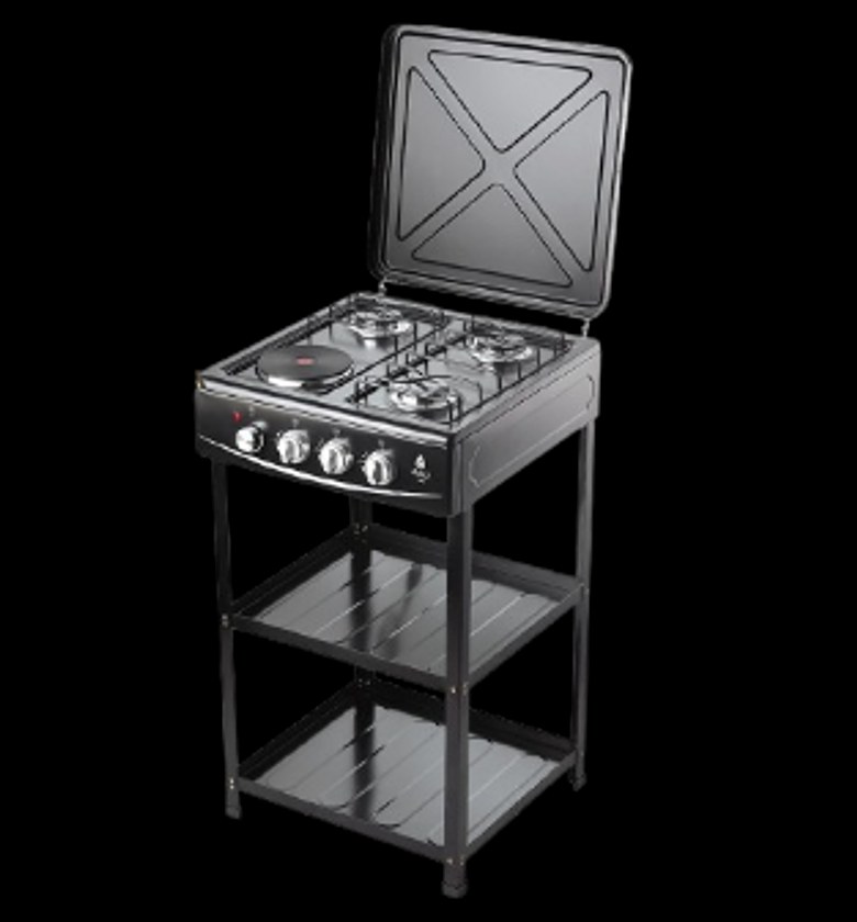 COOKER. Nunix Cooker 3 Gas +1 Electric Plate standing Cooker Plus Shelves image