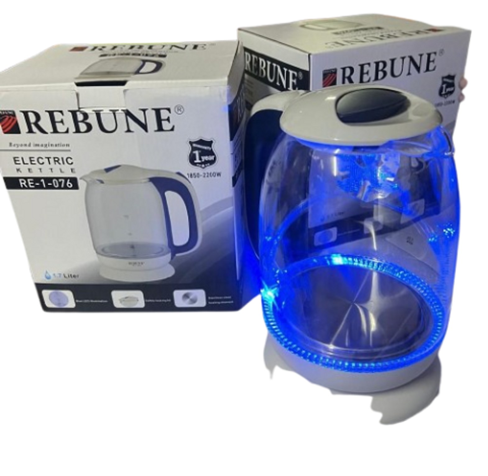 Rebune 1.7L ILLUMINATING AUTOMATIC GLASS ELECTRIC KETTLE image