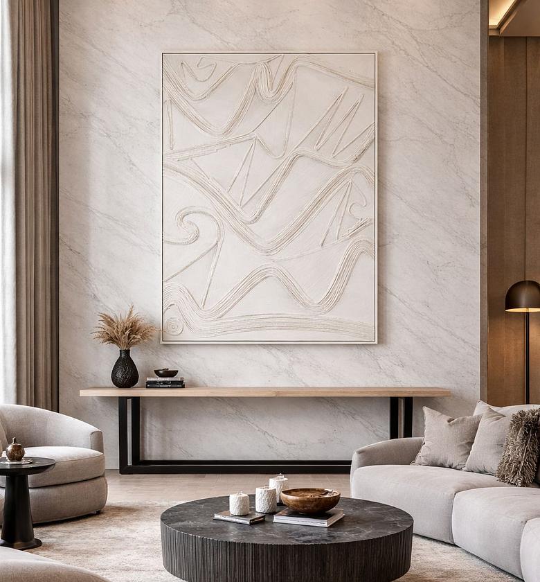 Modern Geometric Textured Sculptural Wall Art Panel image