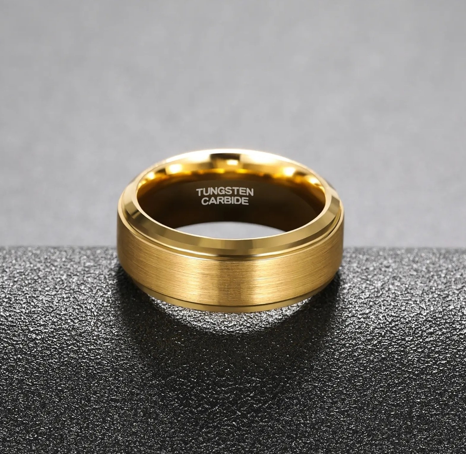 Brushed Gold Plated Tungsten Carbide Men's Wedding Ring/Band  image