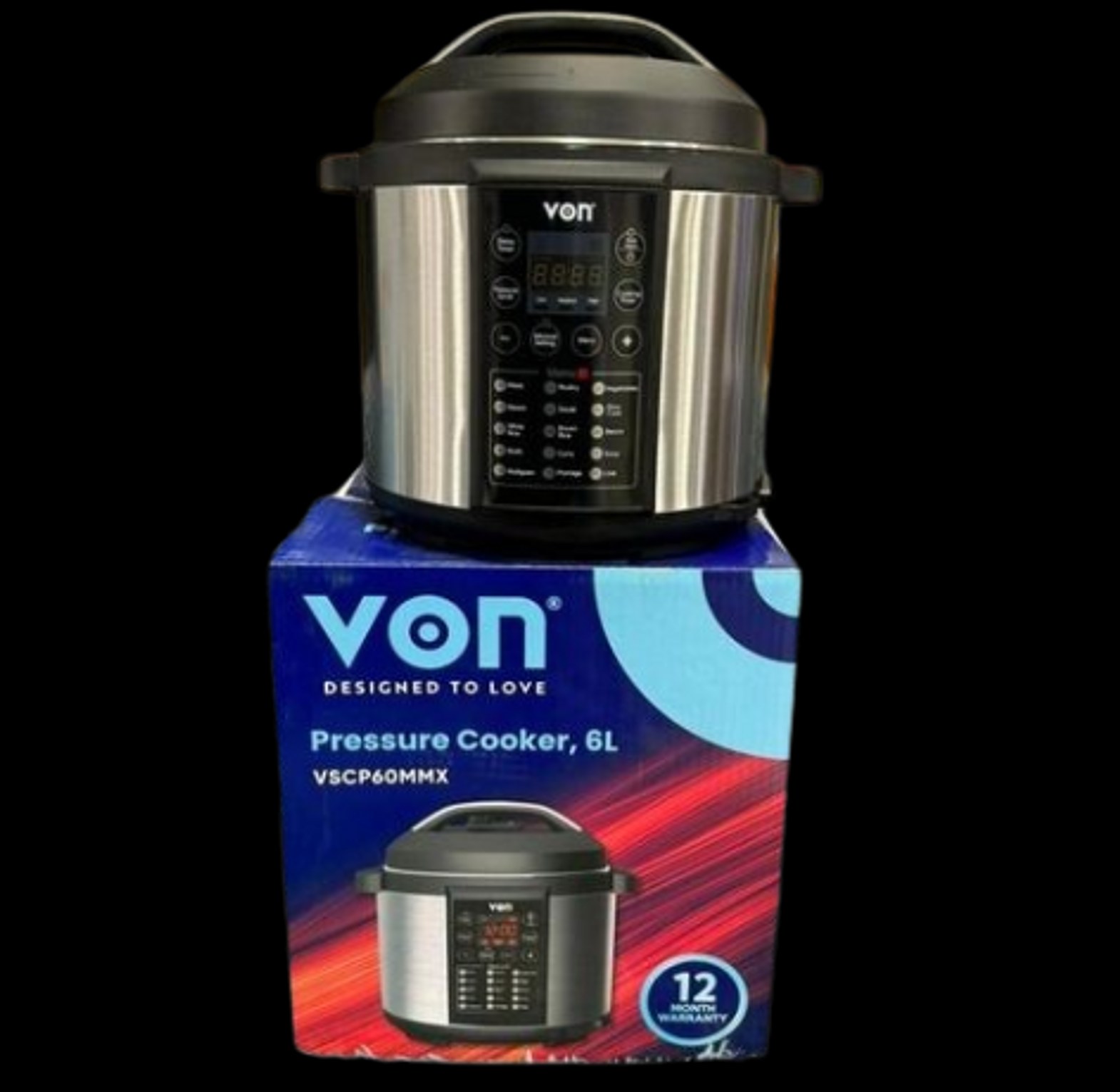 VON 6 LITRES ELECTRIC PRESSURE COOKER,15 PRESET MENU,NON STICK INNER POT,1 YEAR WARRANTY image