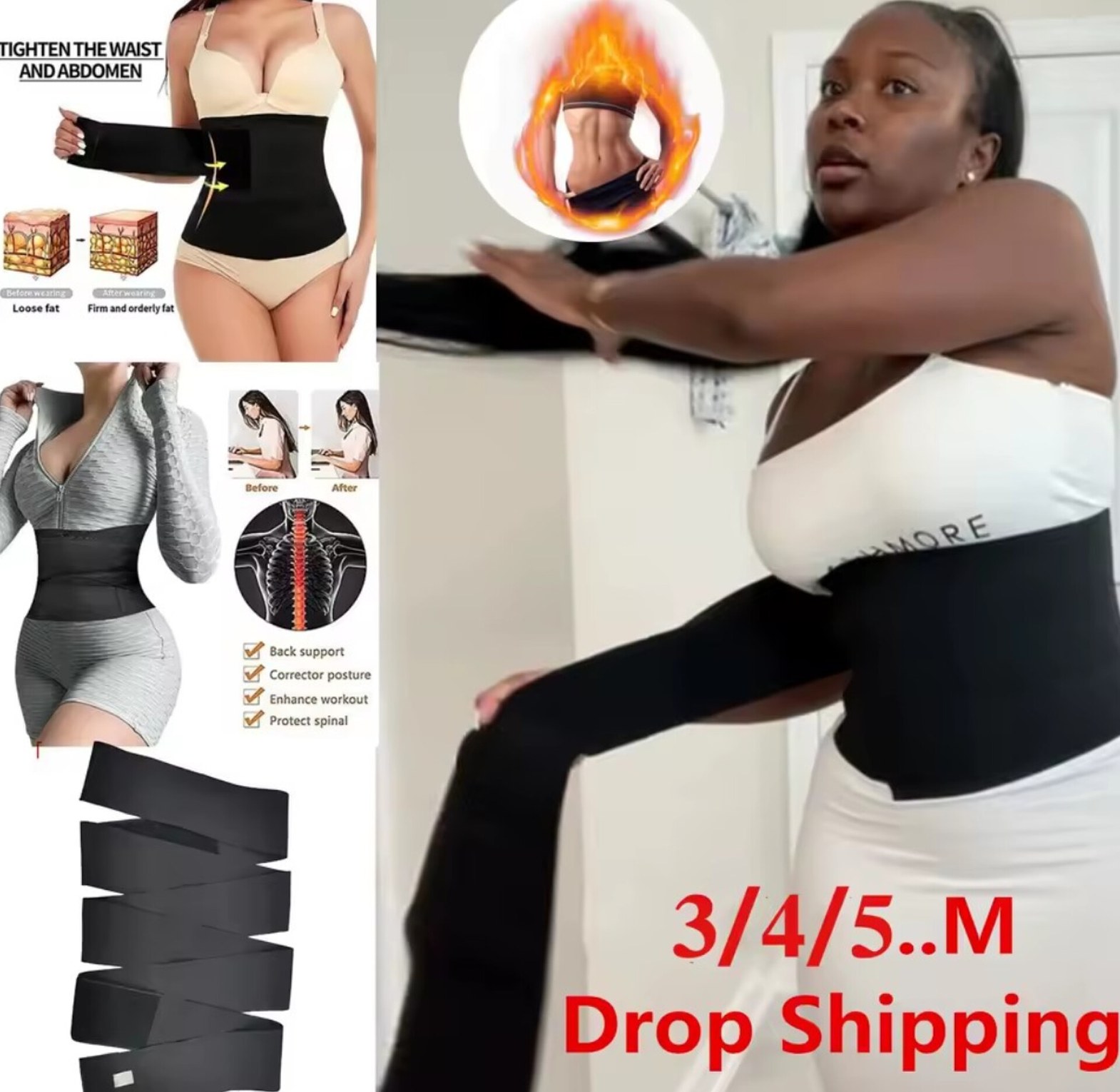 5m Tummy Belt, Snatch Me, Waist Trimmer Wrap, Shapewear image