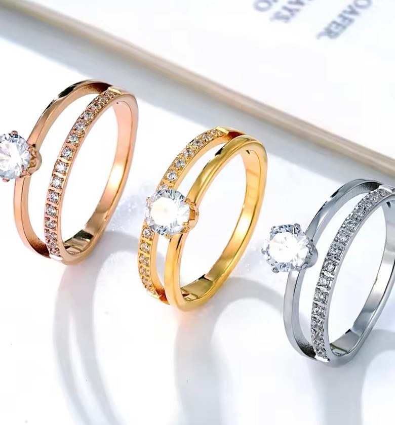 Stainless Steel Dual-Band Solitaire Ring image